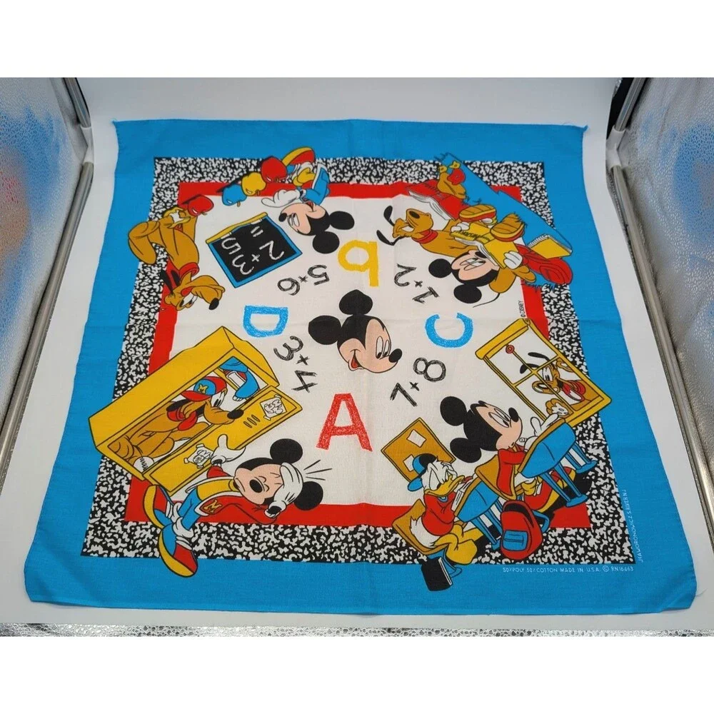 4 Disney J.A. Woronowicz Mickey Minnie Goofy Donald Pluto Bandanas Handkerchief